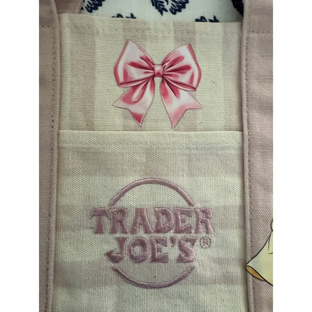 Disney Belle Pink Watercolor New Striped Custom Made Trader Joes Mini Tote